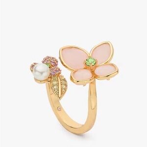 Kate Spade Gold and Pink Flower Ring
